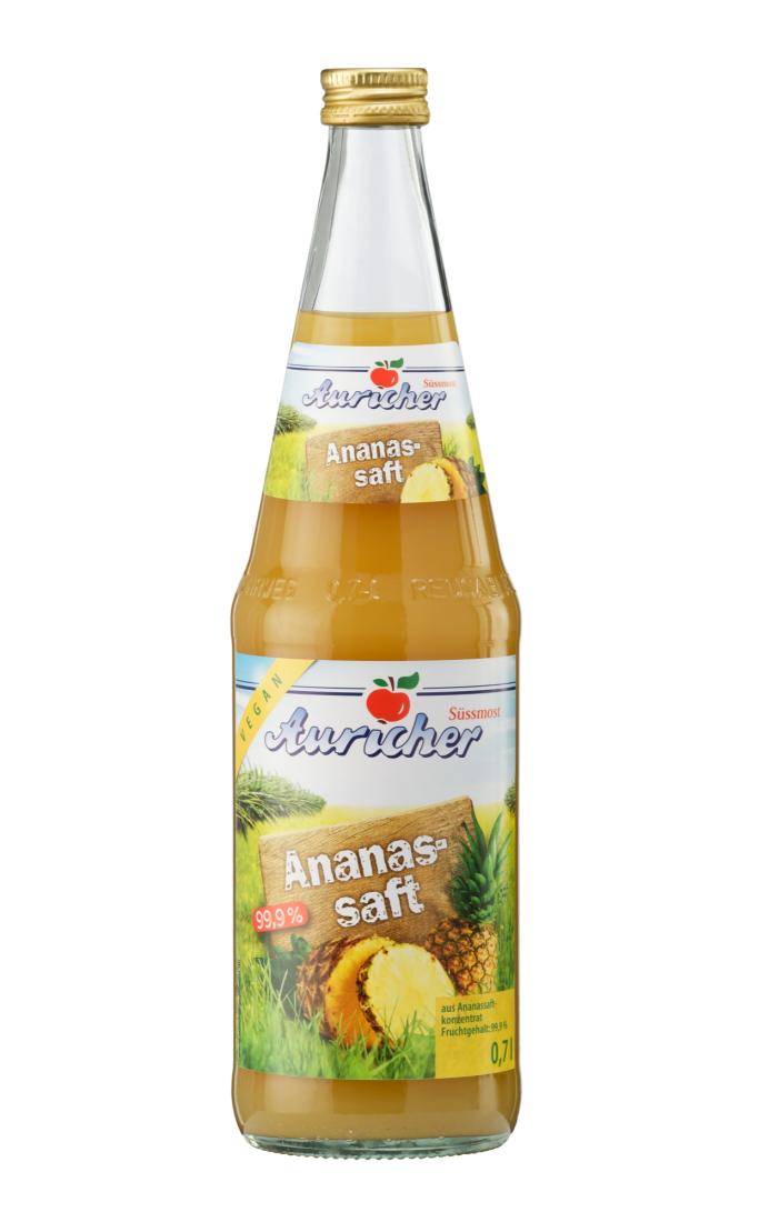 Auricher Ananas Saft 100% 6x1,0 Ltr Glasflaschen