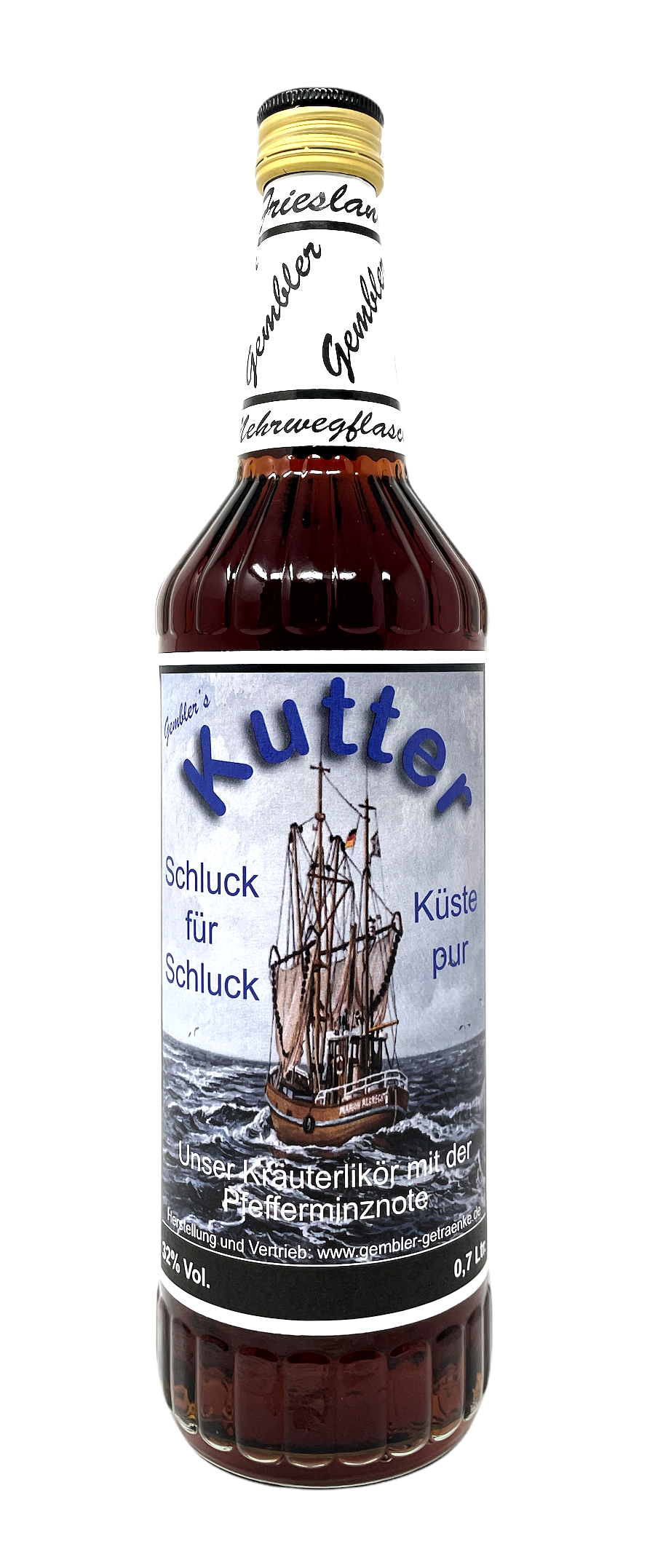 Flasche Kutterschluck Kräuterlikör mit Pfefferminz